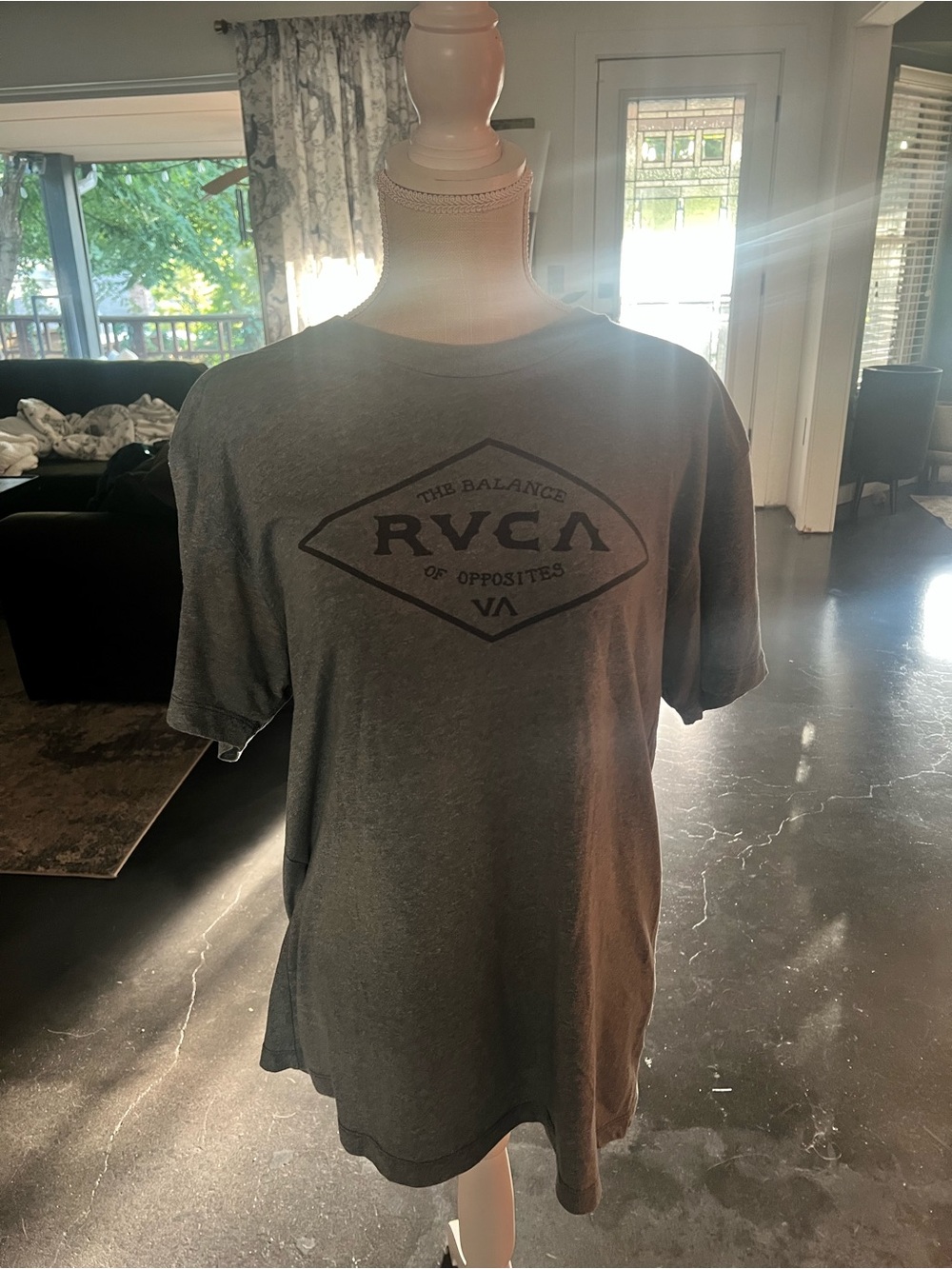 RVCA Dark Gray Short Sleeve Logo Tee